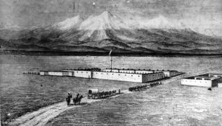 drawing of Fort Garland 1868