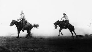 Two cowboys ride on bucking horses, 1890–1900. William Henry Jackson collection. History Colorado. 88.189.31