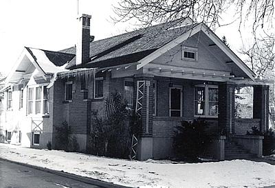 Black and white photo of a Denver Bungalow.