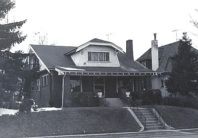 Black and white photo of a Denver Bungalow.