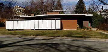 Color photo of a Usonian style house.