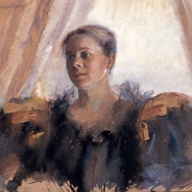 Watercolor portrait of Anne Evans